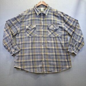Dickies Men's Gray Plaid Long Sleeve Heavyweight Flannel Size 3XL